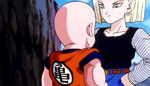 Image result for android 18 kiss krillin gif