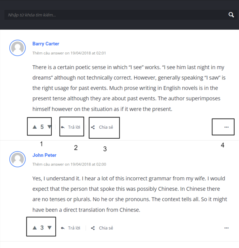 Hướng dẫn tương tác với 1 bình luận